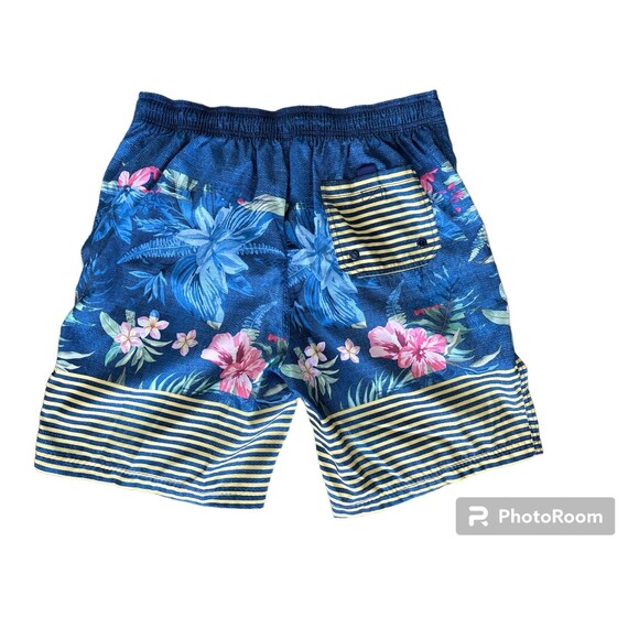 Speedo Mens Swim Trunks Large Blue Yellow Board Shorts Pockets Lined Casual - Picture 2 of 6